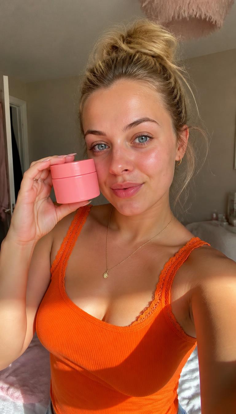 A creator filming a product video at home